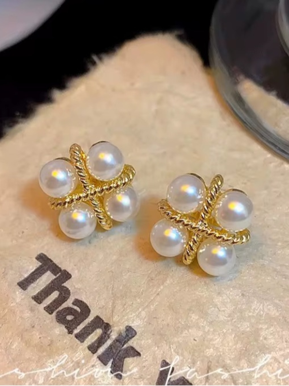 ***High-Quality Gold Pearl Cluster Stud Earrings | Timeless Elegant Style